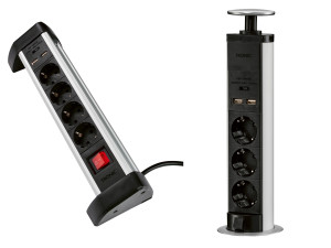 TRONIC® Alu-Tischsteckdosenleiste mit USB-A-Ladeanschlüssen