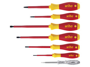 WIHA Schraubendreher Set »SoftFinish® electric Schlitz«, 7-teilig