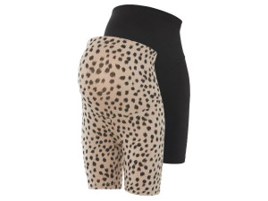 esmara® Dámske tehotenské krátke legíny, 2 kusy (čierna/leopardí vzor, S (36/38))