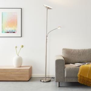 Deckenfluter warmweißem Licht - Stehleuchte mit einstellbarem Lesearm