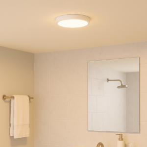 LED-Deckenleuchte Ø 37,5cm, Höhe 3 cm, 2900 lm, 4000 K, IP44, Weiß