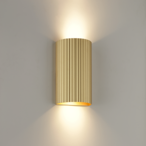 Wandleuchte 18x10 cm, GU10, Up-Down-Light, Aluminium, matt goldfarben