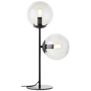 Tischlampe mit Rauchglas, 48 cm Höhe, E14, Metall, schwarz