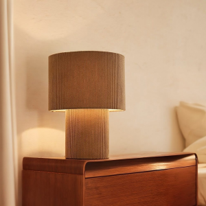 Retro Tischlampe, Cord, Stoff, E27, 30cm, dekorativ, grau
