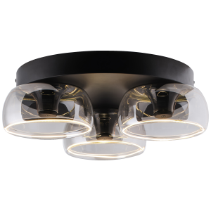 LED Deckenlampe - 3 Step DIM - Ø 39cm x 9,4cm - schwarz/rauchglas
