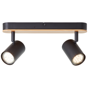 Spotbalken, 15 x 35 x 6 cm, GU10, max. 10 W, schwenkbar, Metall/Bambus
