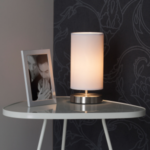 Tischlampe mit dekorativem Stoffschirm und Schalter - Metall/Textil