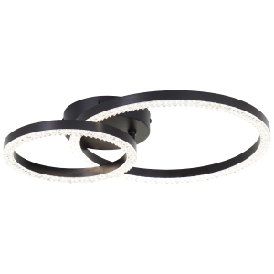 LED-Deckenleuchte, Kristalloptik, 30x40 cm, 2500 lm, 4000 K, schwarz