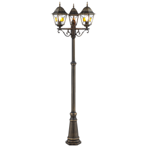 Außen Stehlampe, 220 cm Höhe, Ø 62 cm, 3 x E27, max. 60 W, Metall/Glas