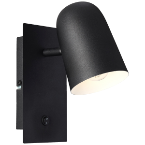 Schwenkbarer Wandspot, 20 x 10 x 16 cm, E14, Schalter, Metall, schwarz