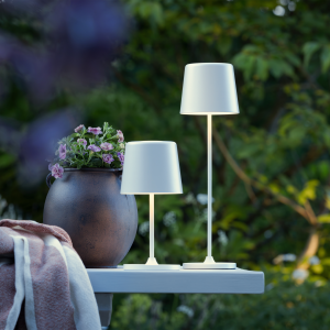 Portable LED Außen Tischlampe, 37 cm, 310lm, Touchdimmer, USB, weiß
