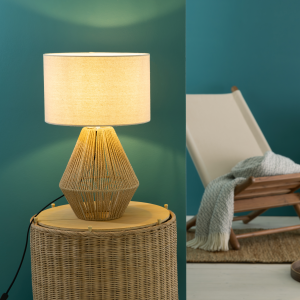 Dekorative Tischlampe - Tischleuchte im Nature-Style mit Schalter