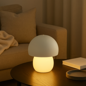 LED Akku-Pilzlampe, wireless charging, 24cm, 230lm, dimmbar, weiß