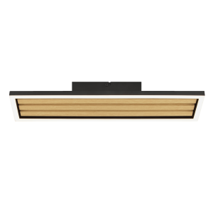 LED Leuchte, 55x16 cm, 2600 lm, 3000 K, dimmbar, Holz/Metall, schwarz