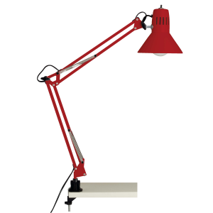 Schreibtischlampe, 70 cm Höhe, Ø 17 cm, E27, max. 40W, schwenkbar, rot