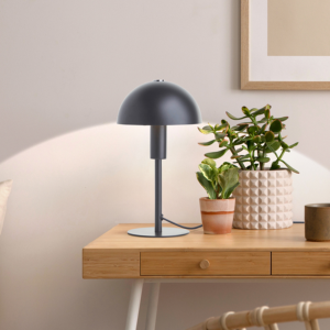 Pilz-Design Tischlampe, H 27 cm, Ø 15 cm, E14-Fassung, Metall, schwarz