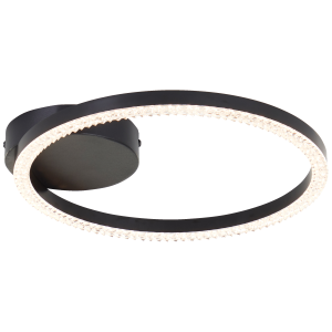 LED-Deckenleuchte, Kristalloptik, 30 cm, 1400 lm, 3000 K, schwarz