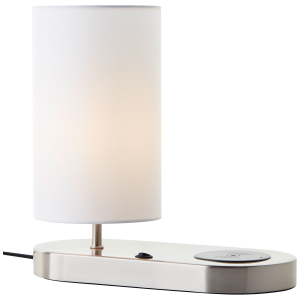 Tischlampe, Wireless Charging, 26 cm, Ø 12 cm, E14, Schalter, weiß