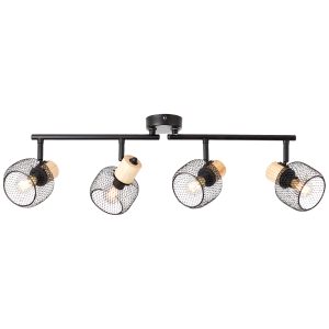 Strahlerrohr 4flg, 74 cm, E14, schwenkbar, Metall/Holz, schwarz/braun