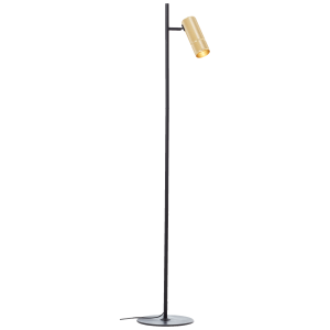LED-Stehleuchte, 130 cm, GU10, 350 lm, 3000 K, schwarz/matt goldfarben