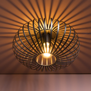 Deckenlampe Leuchte in schwarz im Retro-Stil rund 40 cm Durchmesser