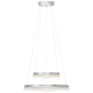 LED Hängelampe, Kristallelemente, dimmbar, Fernbedienung, Silberfarben