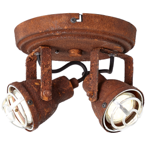2 flammiger Deckenstrahler - Spotrondell Industrial Look Metall Rost