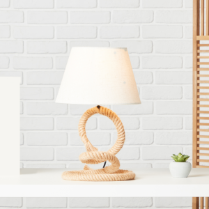 Tischlampe, 40 cm Höhe, Ø 25 cm, E27, max. 40 W, Schalter, Seil/Textil