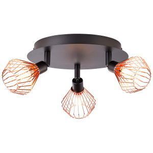 LED Deckenstrahler 3 flammig - Deckenspot mit stilvollen Draht-Schirm