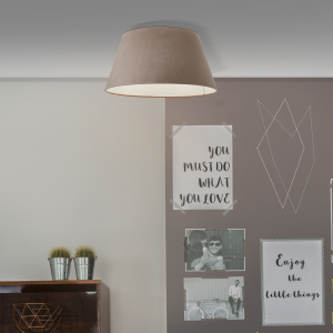 Moderne Deckenlampe - mit Samtschirm - Metall/Textil 50cm Durchmesser