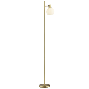 Stehlampe, 150 cm, E14 Fassung, Metall Glas, messingfarben/opalweiß