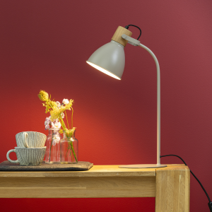 Tischlampe, 52 cm Höhe, E27, max. 40 W, schwenkbar, Schalter, grau