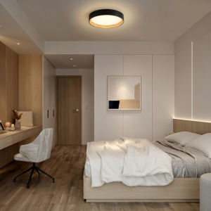 LED Deckenleuchte, Ø 39 cm, 2100lm, 3000-6500K, dimmbar, braun/schwarz
