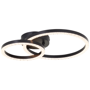 LED-Deckenleuchte, Kristalloptik, 30x40 cm, 2300 lm, 3000 K, schwarz
