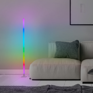 RGB-LED Stehleuchte, 150 cm, digitales RGB, Musiksensor, dimmbar, weiß