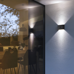 Akku-Außenleuchte, 330 lm, 3000 K, magnetisch, Up-Downlight, schwarz
