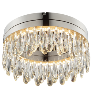 LED Deckenlampe mit Kristallen - Ø 40 cm - chromfarbend