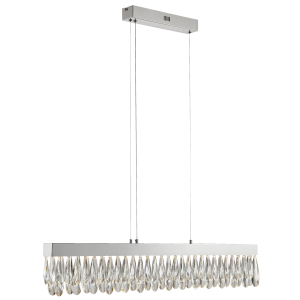 LED Balken Hängelampe mit Kristallen - 1m breit - chromfarbend