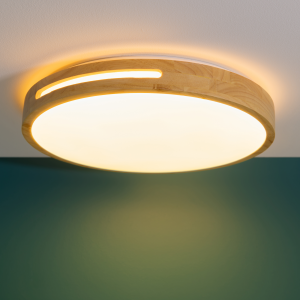 LED Deckenlampe, 3-Stufen-Dimmer, Ø 39 cm, Holzfarben, hell
