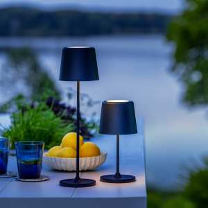 2er-Set, LED Außen Tischlampe, 37 cm, 310lm, Touchdimmer, USB, schwarz