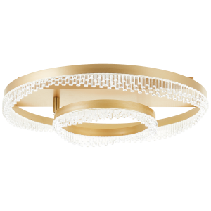 LED-Deckenleuchte, doppelter Rahmen, Kristallelemente, Goldfarben