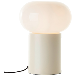 Tischleuchte mit weißem Glas, 27 cm Höhe, E27, beige