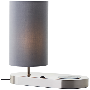 Tischlampe, Wireless Charging, 26 cm, Ø 12 cm, E14, Schalter, grau