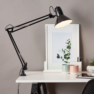 Schreibtischlampe, 70 cm Höhe, Kopf & Gelenke einstellbar, E27, 40 W