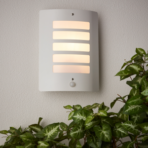 Außen Wandlampe, Bewegungsmelder, 29 x 23 cm, E27, max. 60 W, weiß