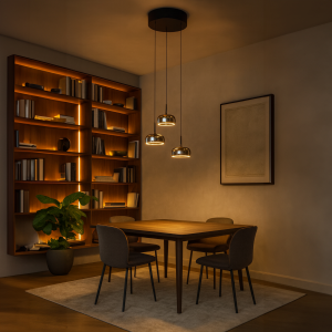 LED Hängelampe - 3 Step DIM - Ø 35cm x 150cm - schwarz/rauchglas