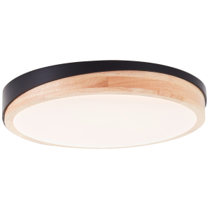 LED Deckenlampe, 3-Stufen-Dimmer, Ø 35 cm, Schwarz / Holzfarben, hell