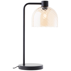 Vintage Nachttischlampe, 50cm, Bernstein, Glas, Schwarz, E27