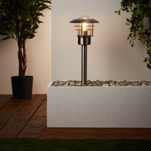 Außen Sockellampe, 50cm Höhe, Ø22cm, E27, max. 40 W, IP44, Metall/Glas