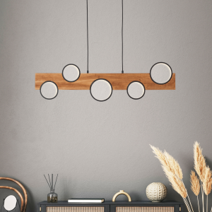 LED-Hängelampe, 150 x 100cm, 4100lm, 3000K, Holz/Metall, natur/schwarz